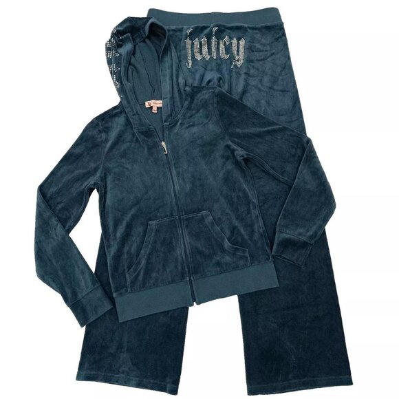 Juicy Couture Tracksuit Matching Set Small Jacket Pants Bling Butt